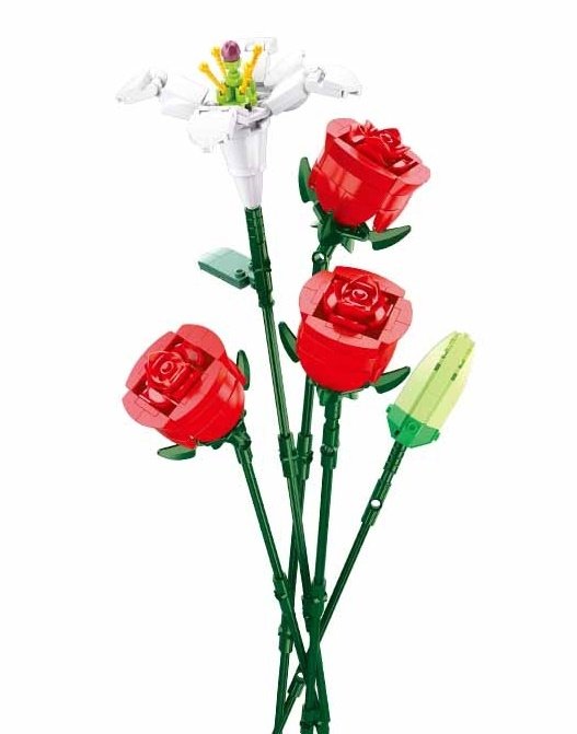 Klemmbausteine Spielbausteine Blumen Serie Rosen Blumenstrauß G192955 