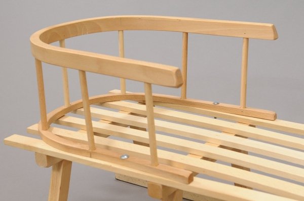 Holzschlitten mit Rückenlehne Winterfußsack 108cm Dunkelblau