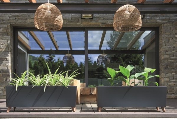 Blumenkasten Blumenkübel mit Füßen Pflanzkübel Case N Übertopf 77cm - Weiß
