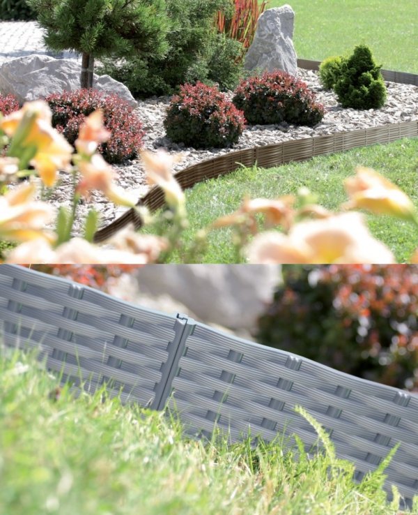 Rasenkante Gartenpalisade 3,9m Weidenzaun-Optik Terrakotta