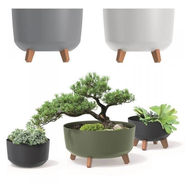 Blumentopf Blumenkübel Schüssel mit Füßen Rund Pflanztopf - 290 Anthrazit