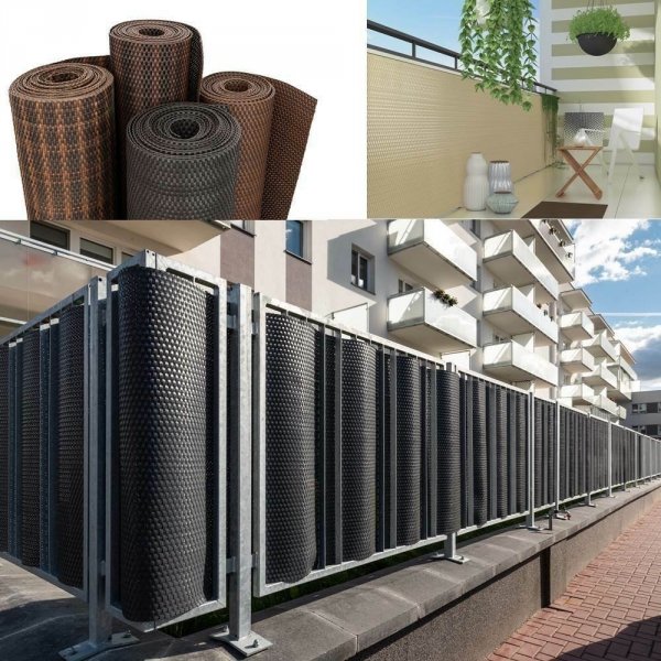 Sichtschutzmatte Balkonblende Balkonverkleidung Zaunblende Rattan - 90 cm Stroh
