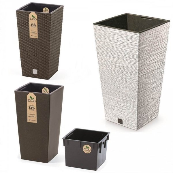 Blumentopf Blumenkübel ECO WOOD Pflanzentopf mit Einsatz Furu Eco 300 -  Braun