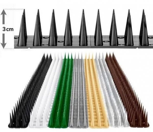 Vogelabwehr Spikes Kunststoff 3cm Tierabwehr Taubenspikes Vogelschutz 50cm - Schwarz