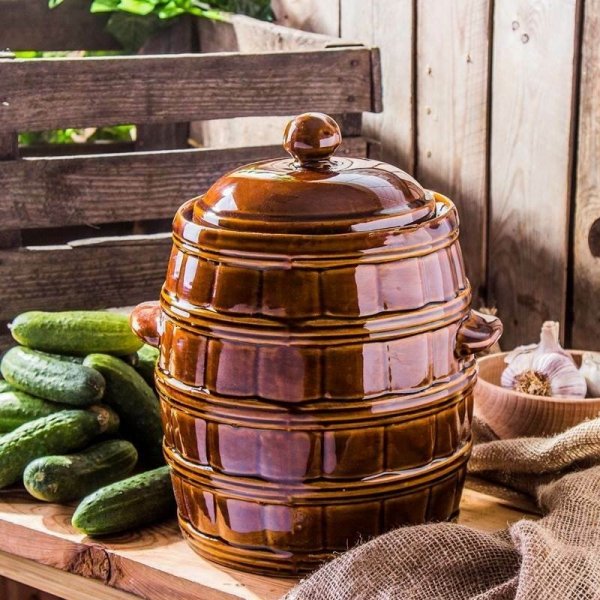 Sauerkrauttopf Keramikfass Einlegetopf Gurkentopf Gärtopf -  12L