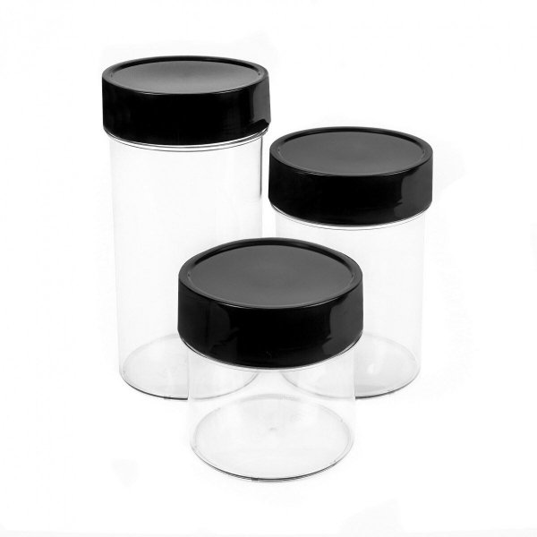 Lebensmittelbehälter Vorratsdosen Zuckerbehälter Streudose 3er Set 1,2L+1,8L+2,4L Schwarz