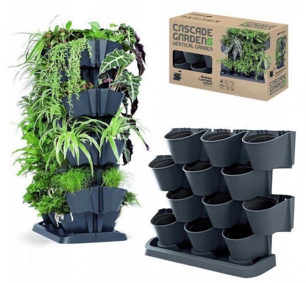 Blumentopf 12er Set Vertikaler Pflanzwand Taschen Wandgarten mit Abfluss - Cascade Garden 