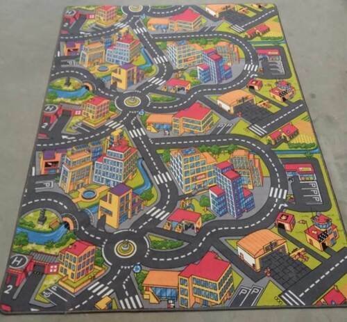 Kinderteppich Spielteppich Straßenteppich Stadt Junge Auto - 80 x 120 cm