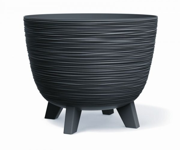 Blumentopf Pflanzschale Blumenkübel mit Füßen Pflanztopf Pflanzkübel Riffel - ⌀29cm Anthrazit