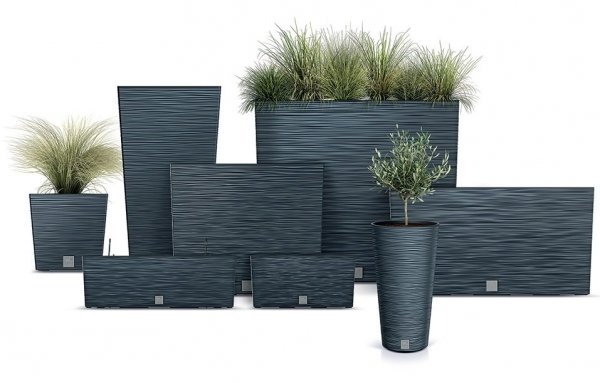 Blumenkasten Blumentopf Blumenkübel Pflanzkübel Furu Tower 58cm Tannennadeln - Grau