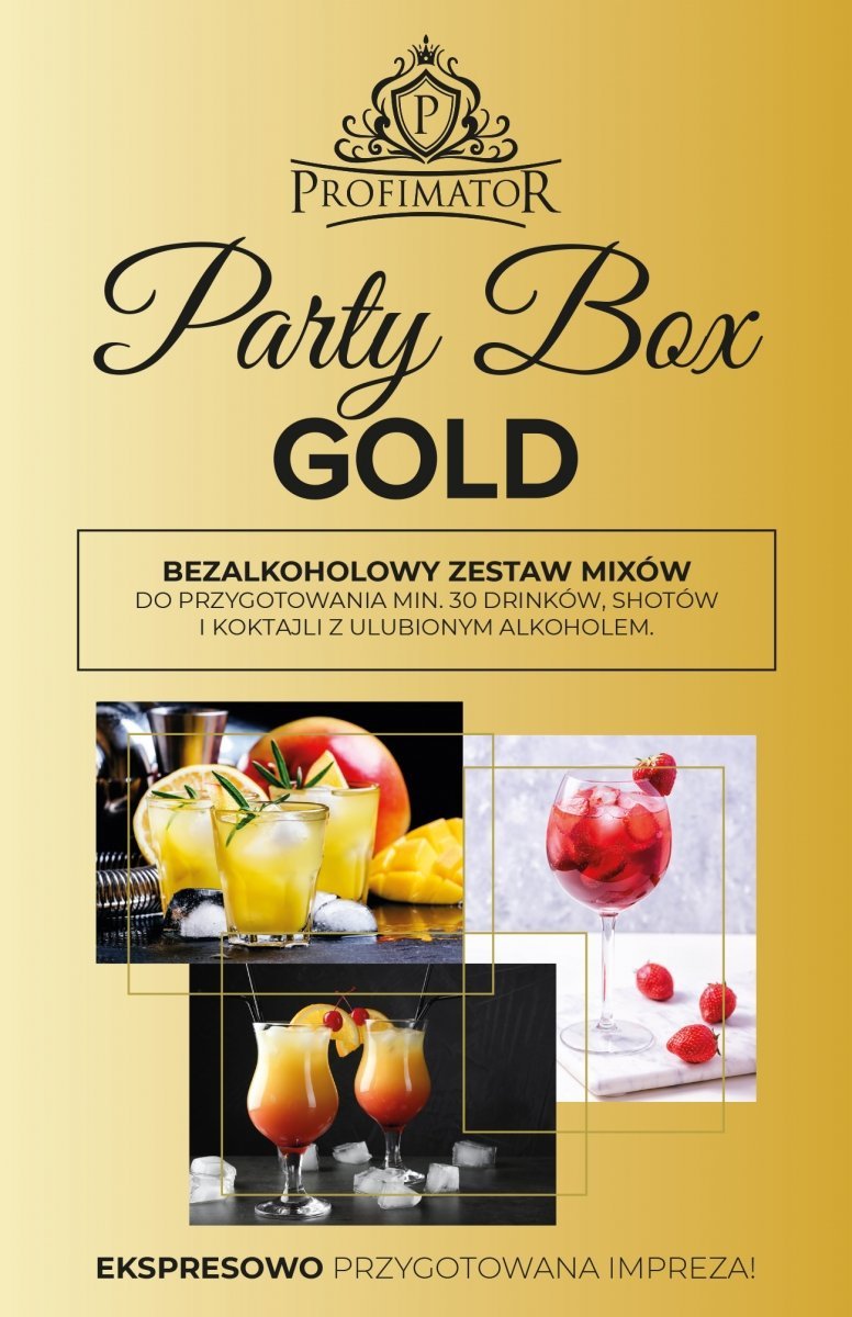ZESTAW BARMAŃSKI DO DRINKÓW PARTY BOX GOLD 4x300ml PROFIMATOR