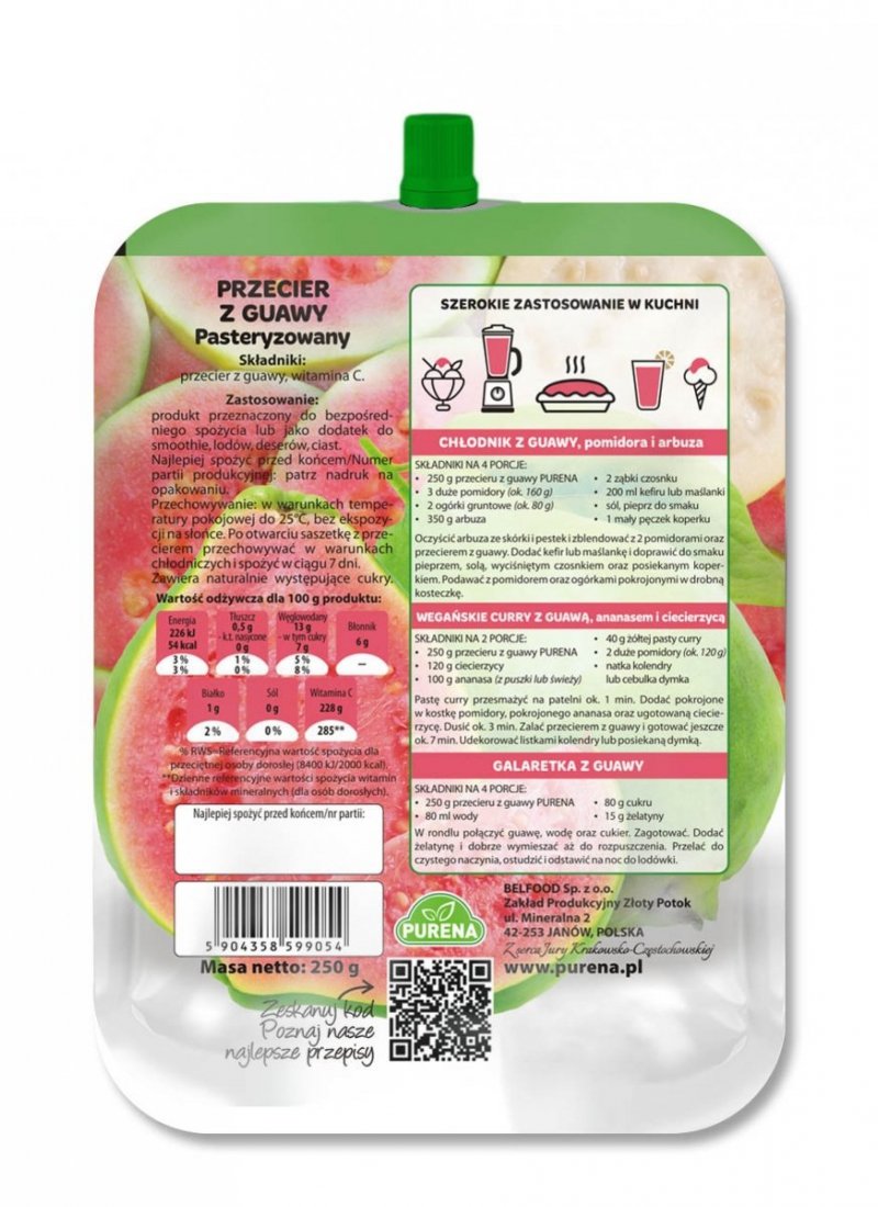 Przecier mus owocowy 100% z guawy 250g x 10sztuk