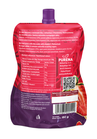 Chrupaczka przekąska truskawka-banan z kawałkami truskawki i nasionami chia 180g