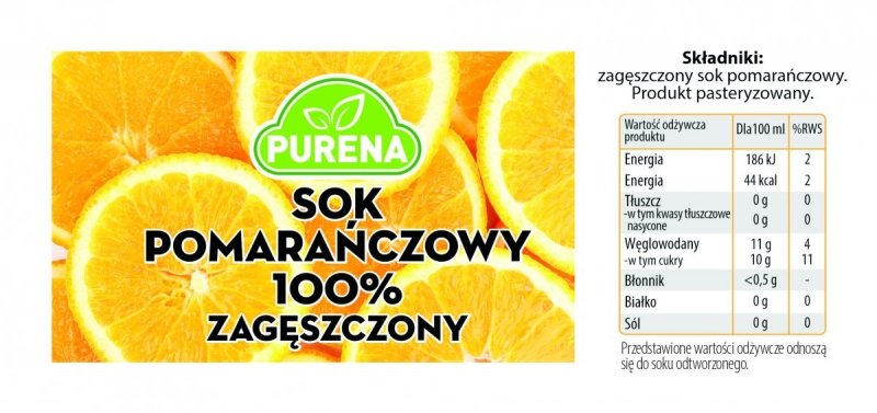 Sok pomarańczowy 100% zagęszczony 1kg na 5l