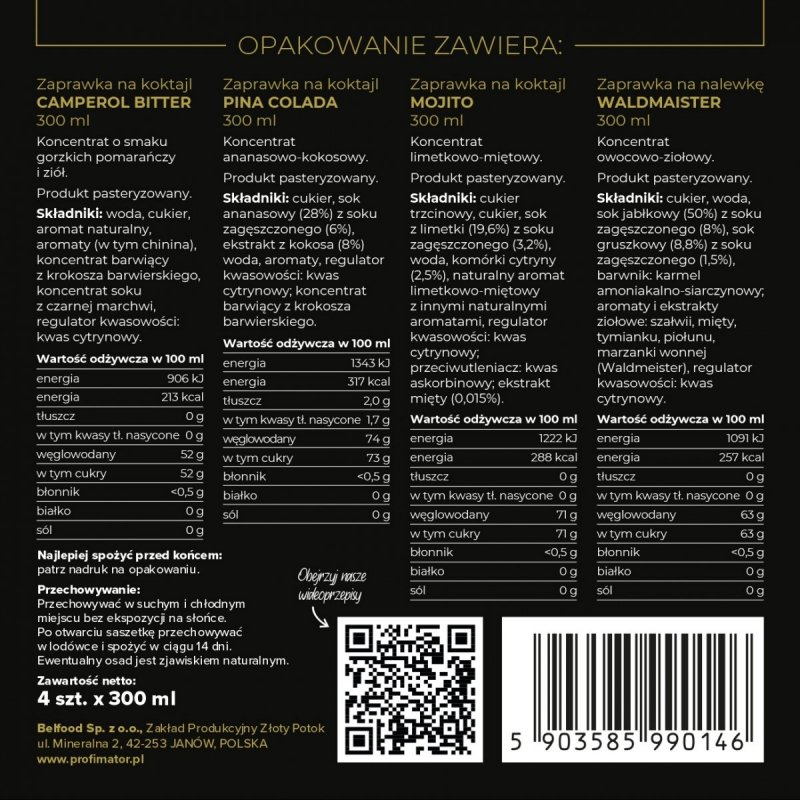 ZESTAW BARMAŃSKI DO DRINKÓW PARTY BOX XXL 4x300ml PROFIMATOR