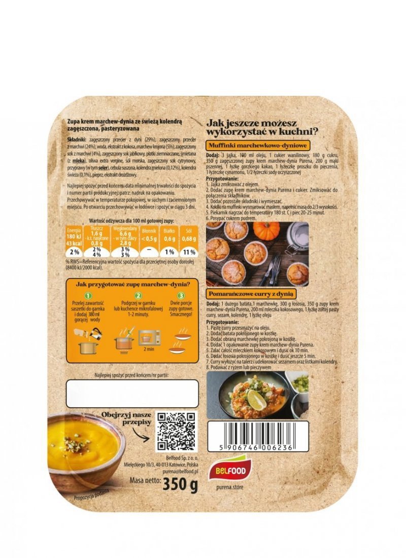 Zupa krem marchew-dynia zagęszczona 350g x 4szt