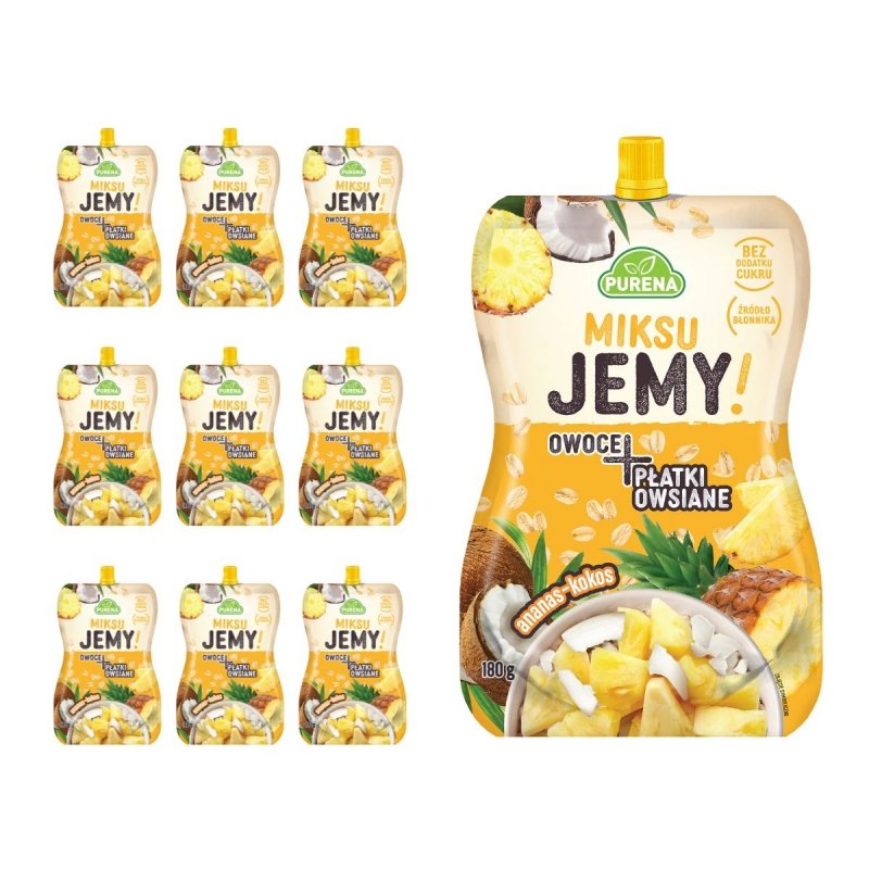 MiksuJEMY przekąska ananas-kokos + PŁATKI OWSIANE 180g x 10sztuk