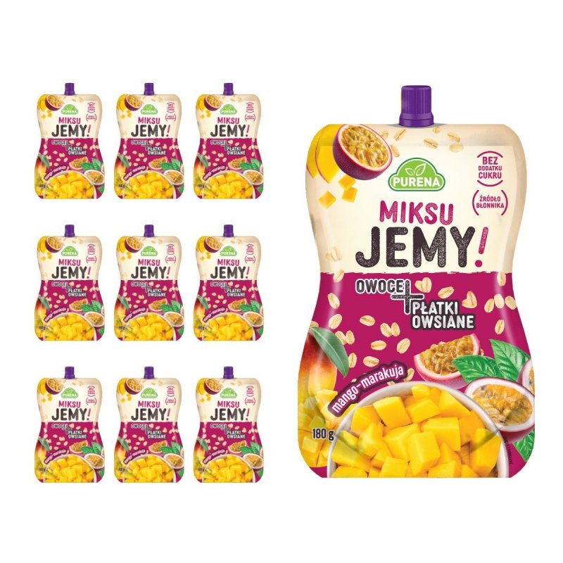 MiksuJEMY przekąska mango-marakuja + PŁATKI OWSIANE 180g x 10sztuk