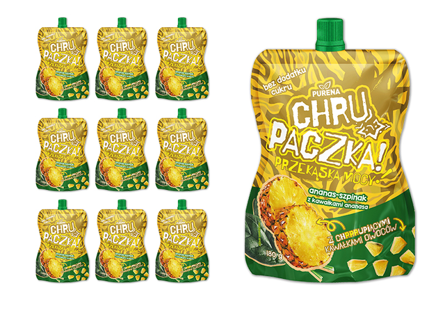 Chrupaczka ananas-szpinak z kawałkami ananasa 180g x 10 szt