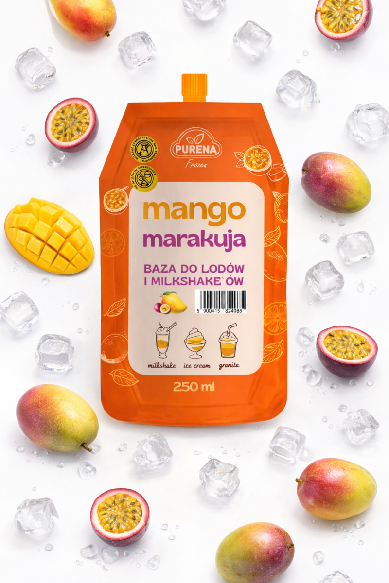 Mango - marakuja baza do lodów milkszejków 250 ml na 10 porcji