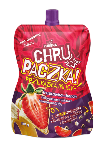 Chrupaczka przekąska truskawka-banan z kawałkami truskawki i nasionami chia 180g