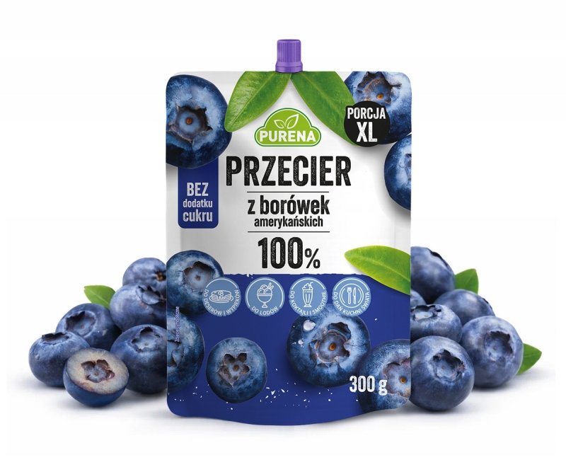 Borówka amerykańska 100% przecier mus PURENA 300 g x 10 sztuk