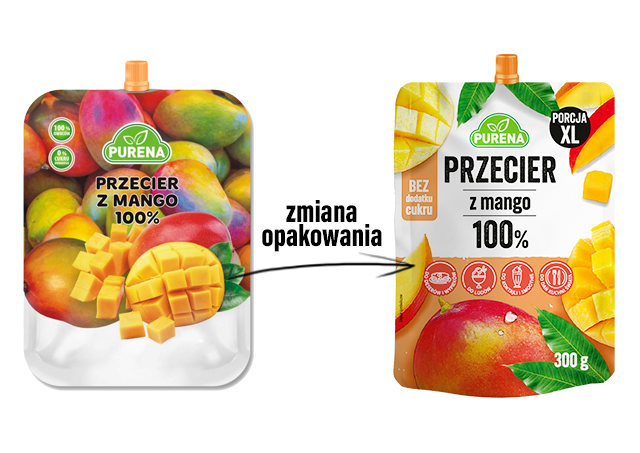 Przecier mus owocowy 100% bez cukru z mango 300g x 10sztuk