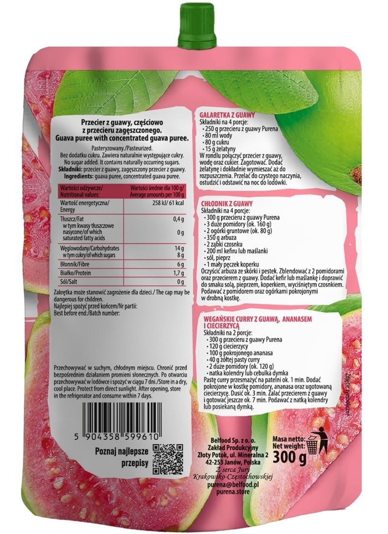 Przecier mus owocowy 100% bez cukru z guawy 300g x 10sztuk