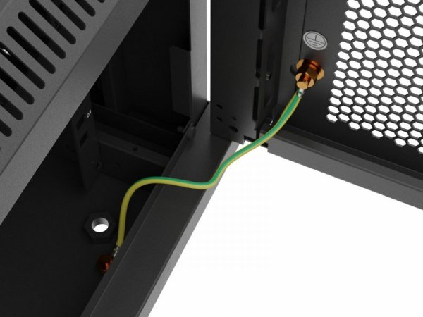 Lanberg Szafa instalacyjna rack wisząca 19 cali 9U 600x600 czarna drzwi     perforownae ( flat pack)