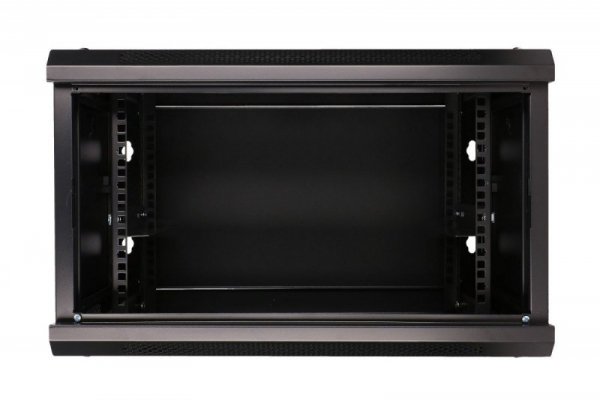 Extralink Szafka wisząca rack 6U 600x600 czarna szklane drzwi