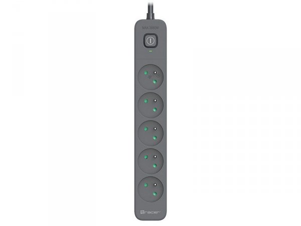 Tracer Listwa zasilająca antyprzepięciowa Power Line+ 3m Graphite (5 gniazd)
