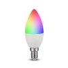 Żarówka LED WiFi V-TAC 4.8W E14 Świeczka SMART Amazon Alexa Google Home VT-5114-N RGB+2700K-6400K 450lm
