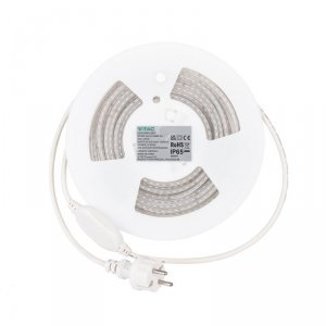 Taśma LED 230V V-TAC RĘKAW IP65 120LED/m 10,5W/m Rolka 10mb VT-2835 121-10M Kolor Czerowny