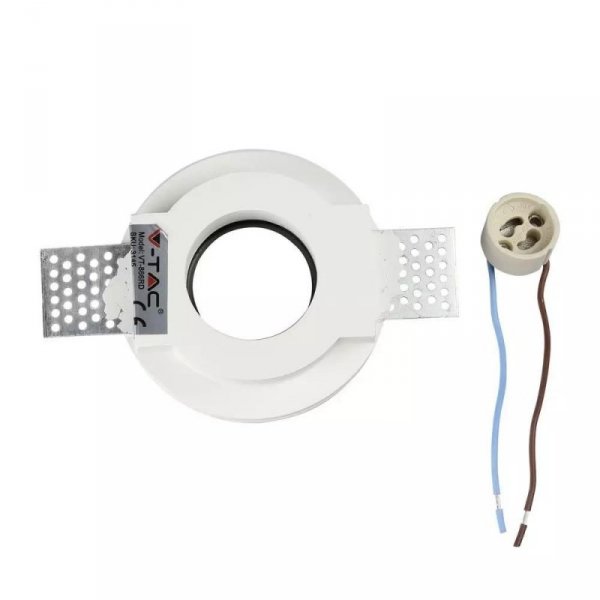 Oczko V-TAC GIPS GU10 Okrągłe Wpuszczane G-K Białe+Czarne VT-866-BRD 5 Lat Gwarancji