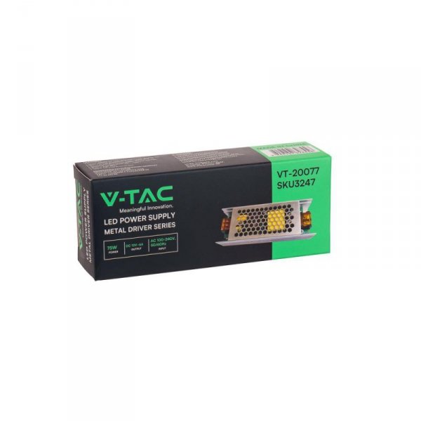 Zasilacz LED V-TAC 75W 12V 6A Modułowy Filtr EMI VT-20077