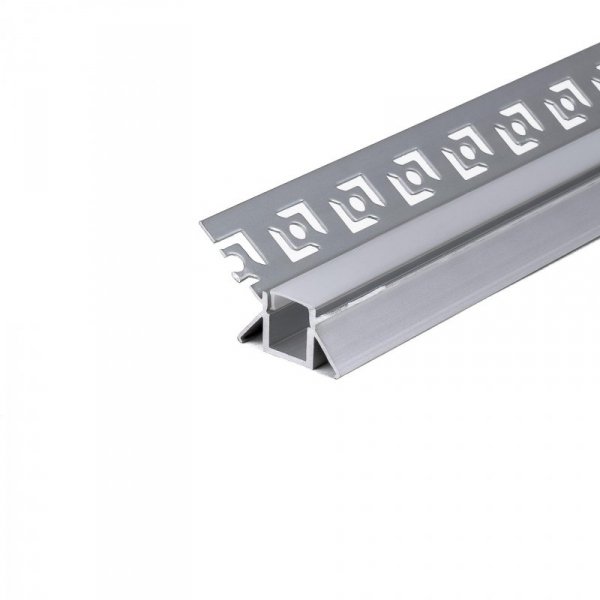 Profil Aluminiowy V-TAC 2mb Anodowany, Klosz Mleczny, Do gipsowania, Narożny wewnętrzny VT-8104