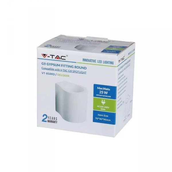 Kinkiet Ścienny Okrągły GIPS G9 Biały V-TAC VT-858RD