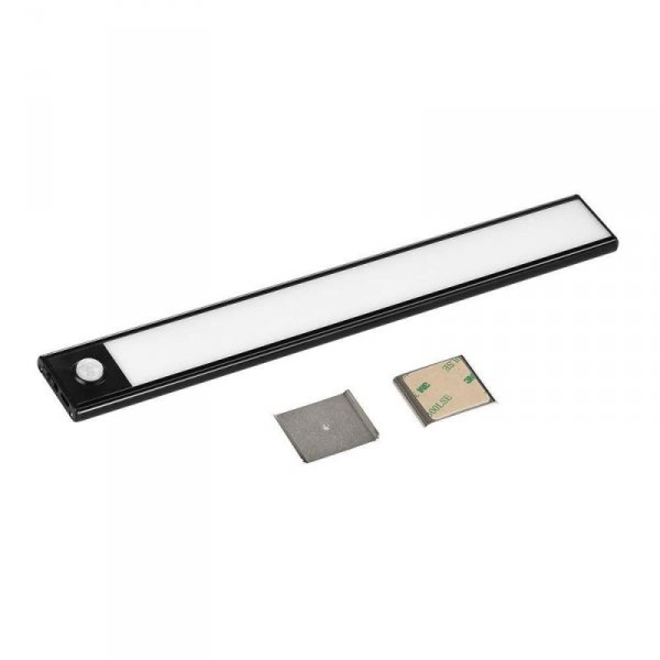 Oprawa podszafkowa V-TAC 1,5W LED czarna czujnik ruchu ładowanie USB 30cm VT-8141 3000K 110lm