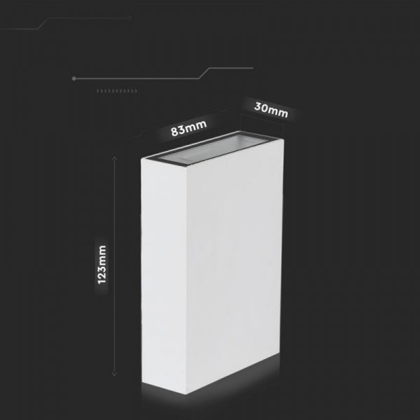 Oprawa kinkiet ścienny góra dół V-TAC 4W LED biała IP65 VT-844-W-N 3000K 400lm