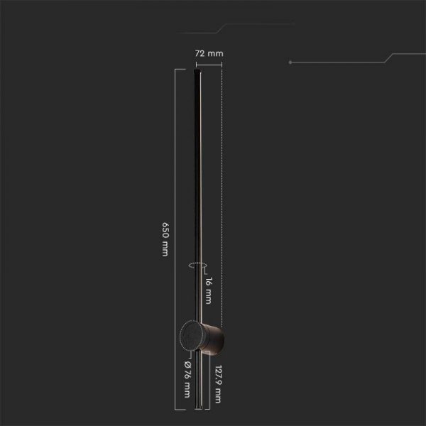 Oprawa Ścienna Elewacyjna LED V-TAC 12W IP65 Czarna 63cm VT-11112 4000K 1590lm