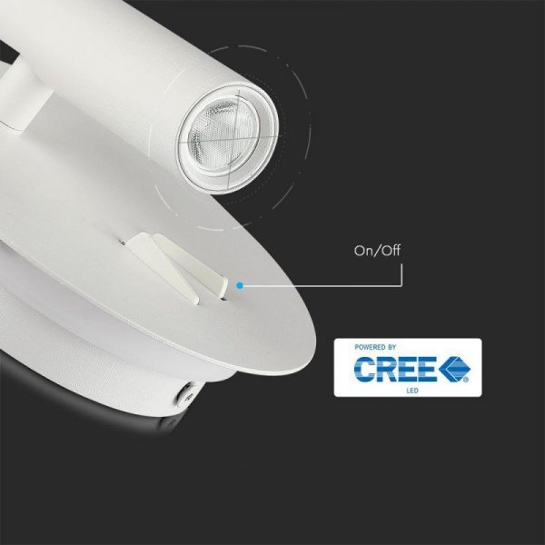 Oprawa LED V-TAC 3W+6W Kinkiet Hotel Łóżko Włącznik Biały VT-2963 3000K 680lm 3 Lata Gwarancji
