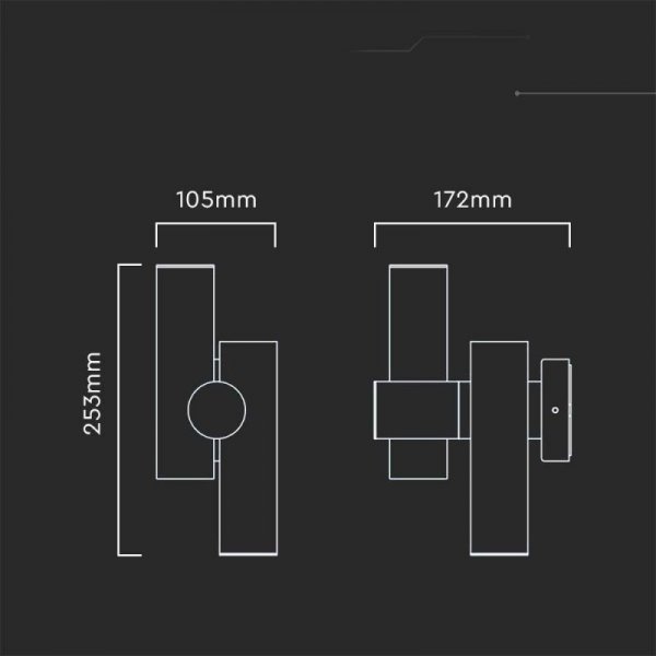 Kinkiet ścienny V-TAC 6W LED IP44 czarny VT-1186 4000K 620lm