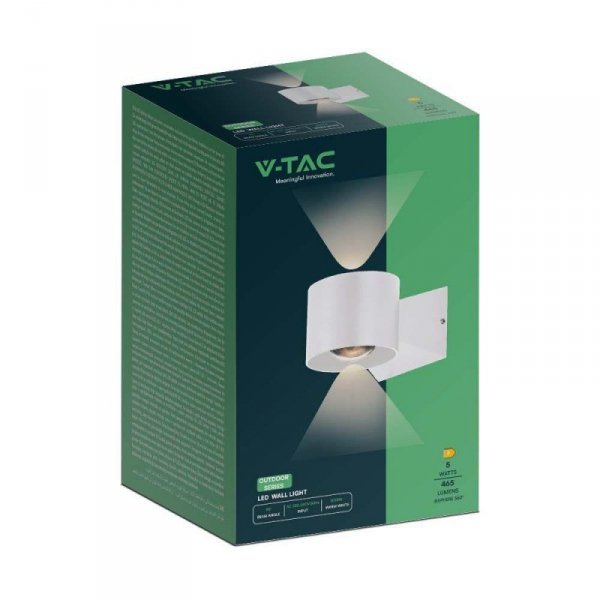 Oprawa Ścienna V-TAC 5W Kinkiet Góra Dół Biały IP65 VT-1179 3000K 465lm