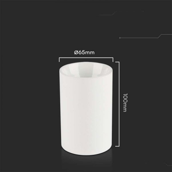 Oprawa Sufitowa V-TAC GU10 Okrągła Natynkowa Tuba Biała 65x100mm VT-1131 3 Lata Gwarancji