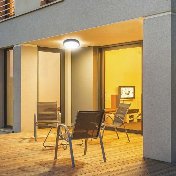 Oprawa sufitowa plafoniera V-TAC 24W LED okrągły 30cm natynkowy IP44 czarny VT-8624B 6500K 2500lm