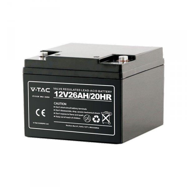 Akumulator Żelowy Bezobsługowy 26AH V-TAC M5 175x165x127mm VT-12-26 5 Lat Gwarancji