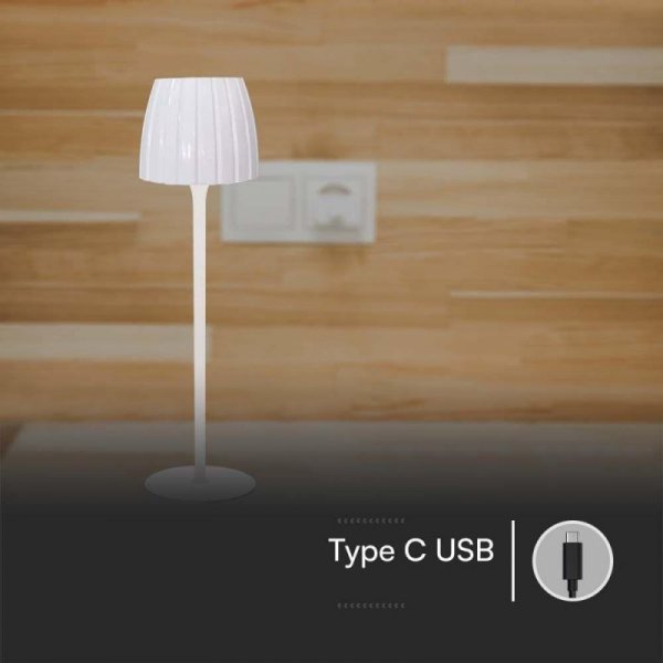 Lampka Biurkowa Nocna V-TAC 2,7W LED 34cm Ładowanie USB Ściemnianie Biała VT-7967 3000K-6000K 110lm