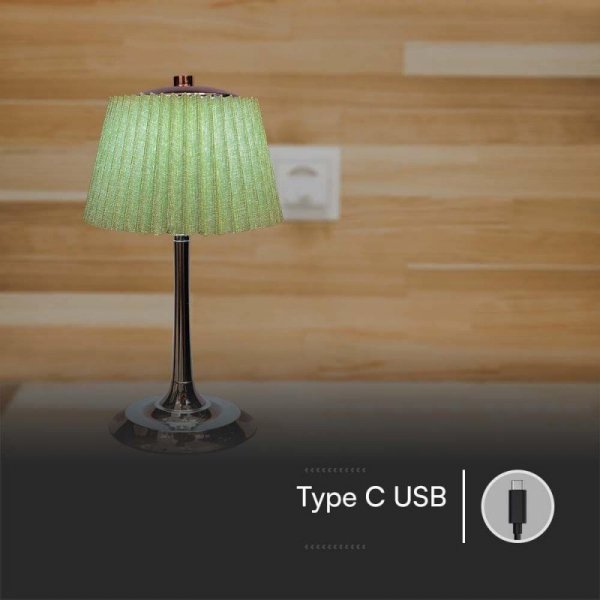 Lampka Biurkowa Nocna V-TAC 1,5W LED 28cm Ładowanie USB Ściemnianie Zielona VT-7968 3000K-6000K 40lm