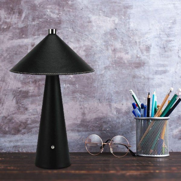 Lampka Biurkowa Nocna V-TAC 3W LED 33cm CCT Ładowanie USB-C Ściemnianie Czarna Skóra VT-10117 3000K-6000K 240lm