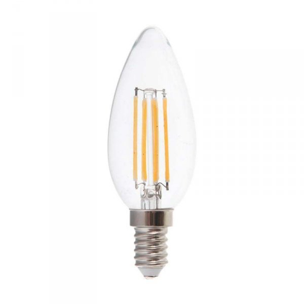 Żarówka LED filament V-TAC 4W świeczka C37 E14 3xKlik ściemnialna VT-2804 3000K 400lm